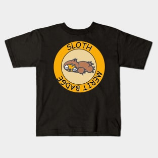 Sloth Merit Badge Kids T-Shirt